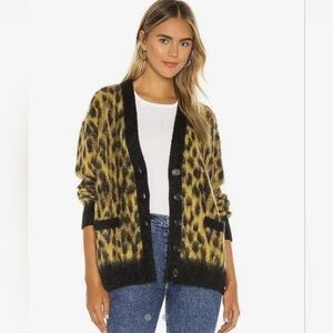 Re/Done 90's oversized all over cheetah print sweater, wool blend size xs